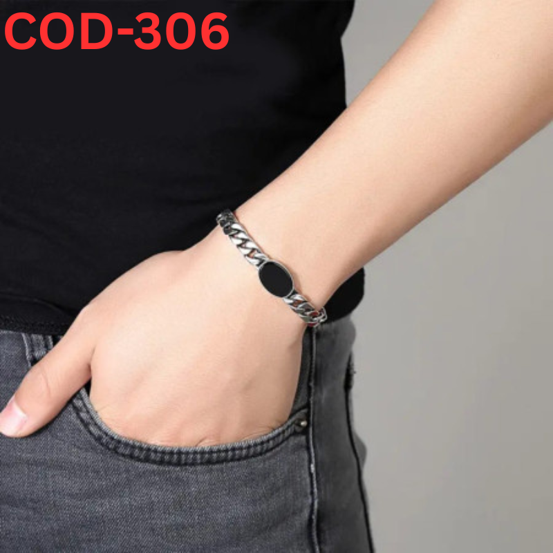 Black Stone New Stainless-Steel Bracelet [SB-306]
